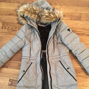 Guess Grey Fur Trim Parka